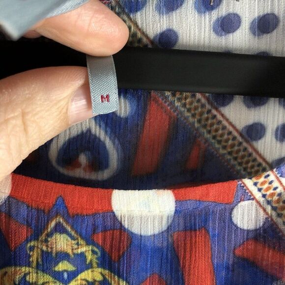 Shiloh 770 Size Medium Sheer Blouse Crowns Royalty Crocheted Fringe Boho 0589 - Picture 8 of 16